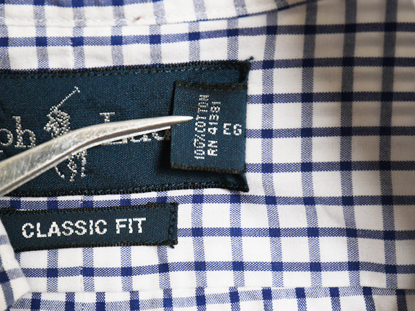 00s ラルフローレン チェック 長袖 ボタンダウン シャツ メンズ L / オールド ポロ CLASSIC FIT コットン BD ワンポイント ポニー ツートン