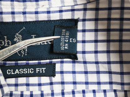 00s ラルフローレン チェック 長袖 ボタンダウン シャツ メンズ L / オールド ポロ CLASSIC FIT コットン BD ワンポイント ポニー ツートン