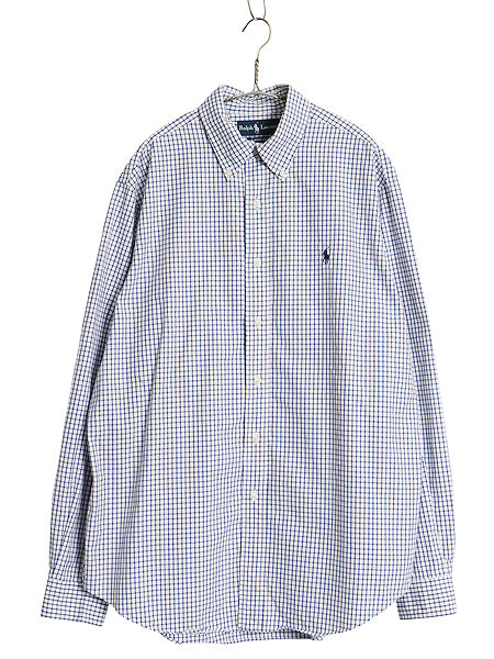 00s ラルフローレン チェック 長袖 ボタンダウン シャツ メンズ L / オールド ポロ CLASSIC FIT コットン BD ワンポイント ポニー ツートン