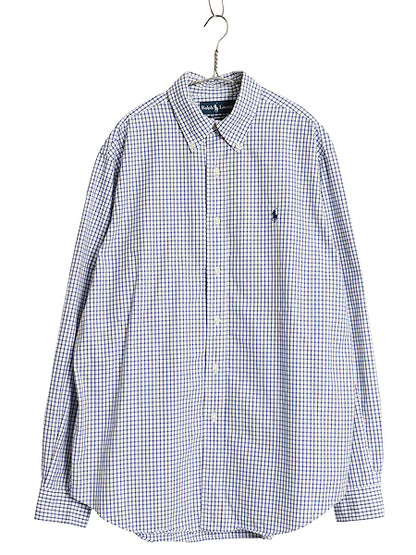 00s ラルフローレン チェック 長袖 ボタンダウン シャツ メンズ L / オールド ポロ CLASSIC FIT コットン BD ワンポイント ポニー ツートン