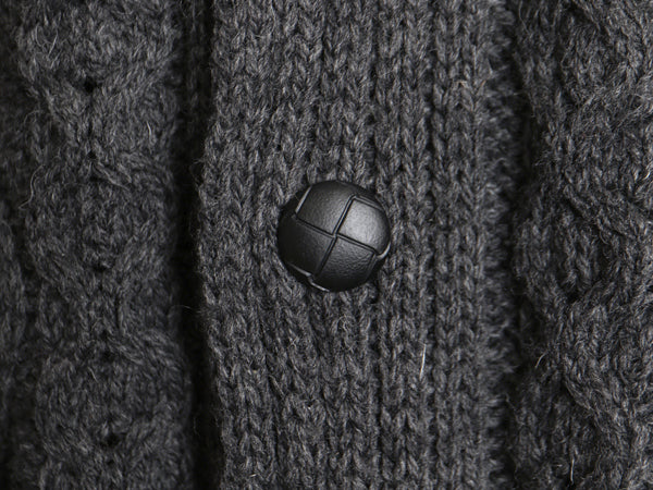 90s アイルランド製 aran crafts フィッシャーマン ショールカラー ニット カーディガン メンズ L オールド アラン メリノ ウール セーター