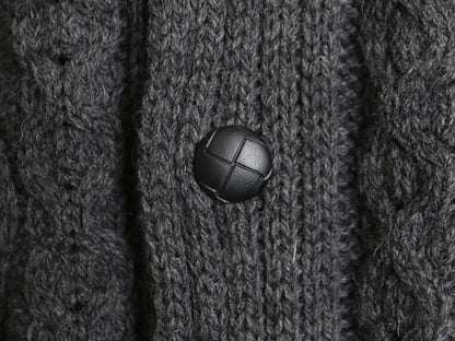 90s アイルランド製 aran crafts フィッシャーマン ショールカラー ニット カーディガン メンズ L オールド アラン メリノ ウール セーター