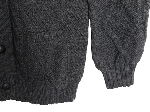 90s アイルランド製 aran crafts フィッシャーマン ショールカラー ニット カーディガン メンズ L オールド アラン メリノ ウール セーター