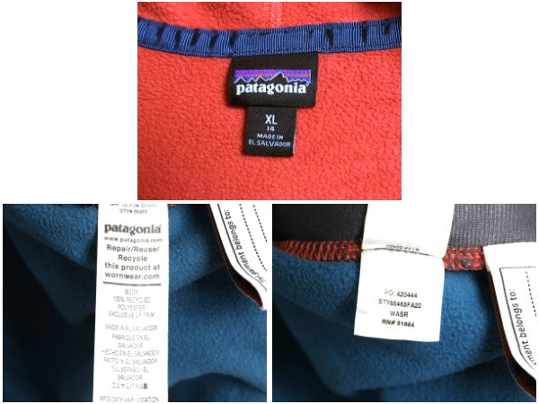 パタゴニア マイクロD スナップT ジャケット キッズ XL レディース S 程/ 22年製 フリース パーカー フーディー フルジップ ツートン 薄手