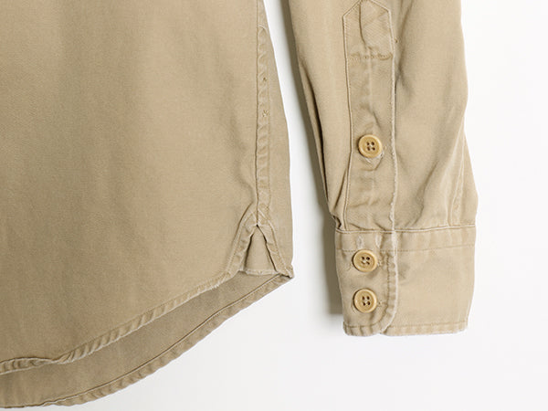 ポロ ラルフローレン 長袖 オフィサー シャツ レディース M 程/ ヴィンテージ 加工 RELAXED FIT コットン マチ付き サファリ 無地 ベージュ