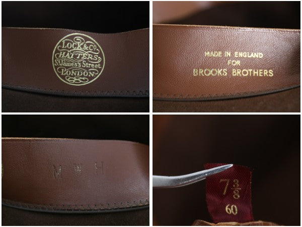 イギリス製 80s ブルックスブラザーズ x ジェームスロック 中折れ フェドラハット メンズ 実寸 57cm M 程  帽子 ヴィンテージ フェルト 茶