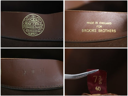 イギリス製 80s ブルックスブラザーズ x ジェームスロック 中折れ フェドラハット メンズ 実寸 57cm M 程  帽子 ヴィンテージ フェルト 茶