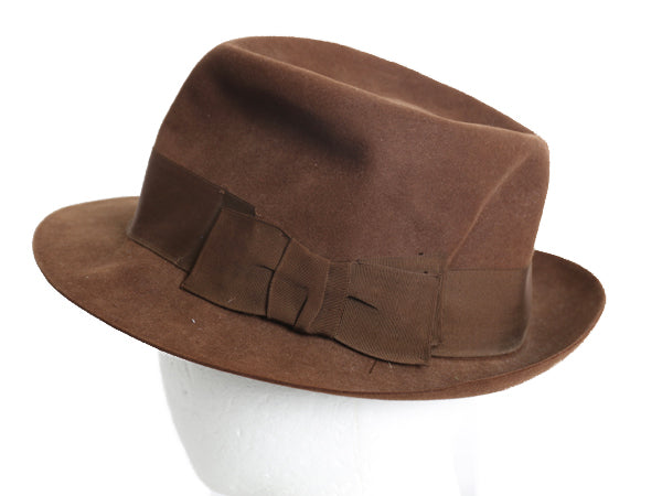 イギリス製 80s ブルックスブラザーズ x ジェームスロック 中折れ フェドラハット メンズ 実寸 57cm M 程  帽子 ヴィンテージ フェルト 茶