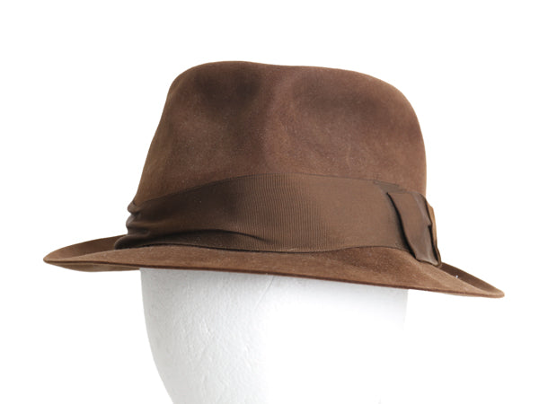 イギリス製 80s ブルックスブラザーズ x ジェームスロック 中折れ フェドラハット メンズ 実寸 57cm M 程  帽子 ヴィンテージ フェルト 茶