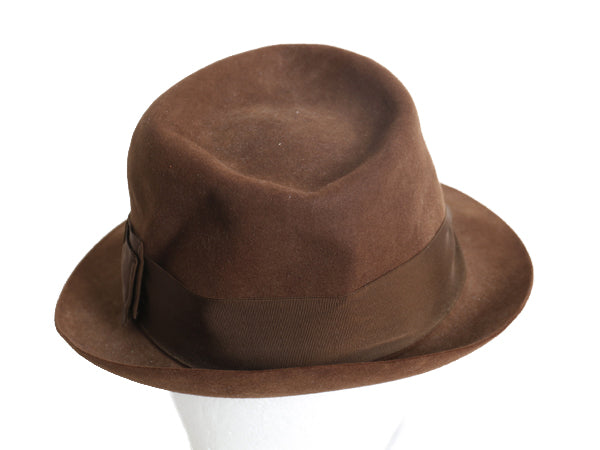 イギリス製 80s ブルックスブラザーズ x ジェームスロック 中折れ フェドラハット メンズ 実寸 57cm M 程  帽子 ヴィンテージ フェルト 茶