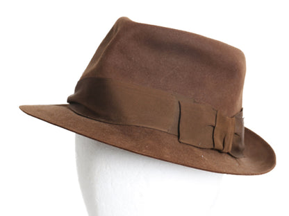 イギリス製 80s ブルックスブラザーズ x ジェームスロック 中折れ フェドラハット メンズ 実寸 57cm M 程  帽子 ヴィンテージ フェルト 茶