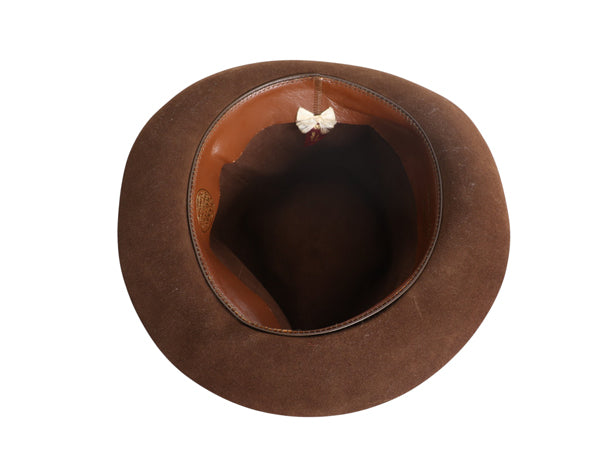 イギリス製 80s ブルックスブラザーズ x ジェームスロック 中折れ フェドラハット メンズ 実寸 57cm M 程  帽子 ヴィンテージ フェルト 茶