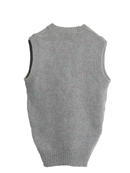 80s USA製 EMS ウール ニット ベストメンズ S ヴィンテージ Vネック プルオーバー アウトドア セーター 無地 重ね着 マルチカラー シンプル