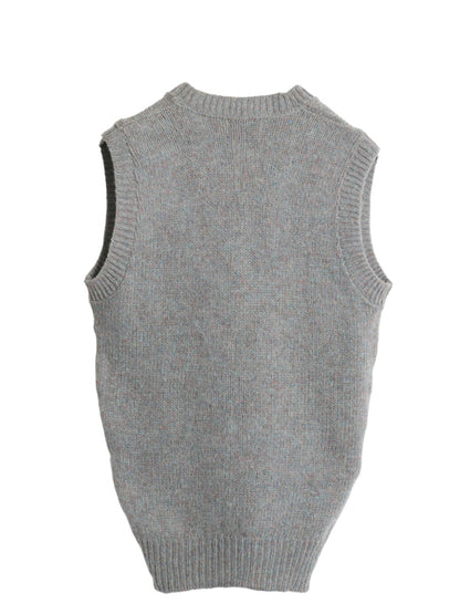 80s USA製 EMS ウール ニット ベストメンズ S ヴィンテージ Vネック プルオーバー アウトドア セーター 無地 重ね着 マルチカラー シンプル