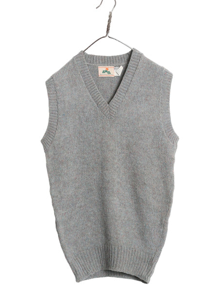 80s USA製 EMS ウール ニット ベストメンズ S ヴィンテージ Vネック プルオーバー アウトドア セーター 無地 重ね着 マルチカラー シンプル