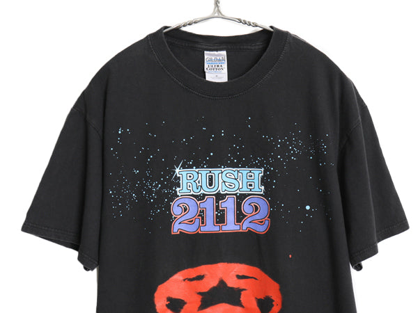 00s ラッシュ 2112 イラスト プリント Tシャツ メンズ M / 古着 オールド グラフィック アート ヘビーウェイト ロック バンド プログレ 黒
