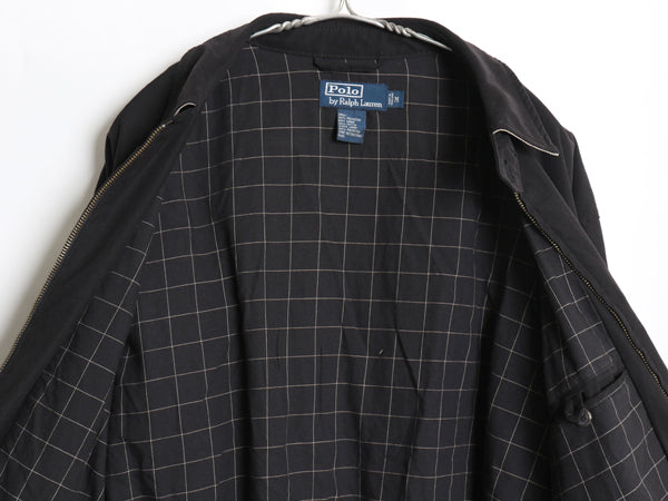 90s ポロ ラルフローレン スイングトップ ジャケット メンズ M / 古着 オールド スムース 素材 フルジップ ライナー付き チェック ブラック