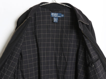 90s ポロ ラルフローレン スイングトップ ジャケット メンズ M / 古着 オールド スムース 素材 フルジップ ライナー付き チェック ブラック