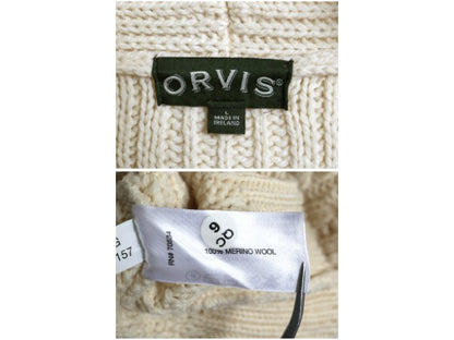 アイルランド製 オービス ショールカラー フィッシャーマン ニット カーディガン メンズ L アラン ケーブル メリノ ウール セーター 前開き