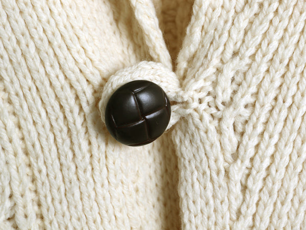 アイルランド製 オービス ショールカラー フィッシャーマン ニット カーディガン メンズ L アラン ケーブル メリノ ウール セーター 前開き