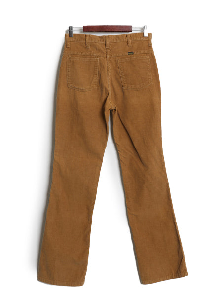 70s 80s USA製 ラングラー ブーツカット コーデュロイ パンツ 実寸 32 32.5 ヴィンテージ 細畝 フレア ノータック ボトムス スラックス 茶