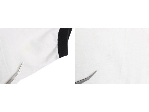 70s USA製 2段 フロッキー プリント リンガー Tシャツ メンズ レディース L 小さめ M 程 ヴィンテージ シングルステッチ モノトーン 黒 白