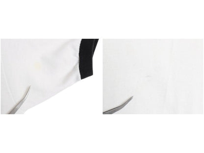 70s USA製 2段 フロッキー プリント リンガー Tシャツ メンズ レディース L 小さめ M 程 ヴィンテージ シングルステッチ モノトーン 黒 白