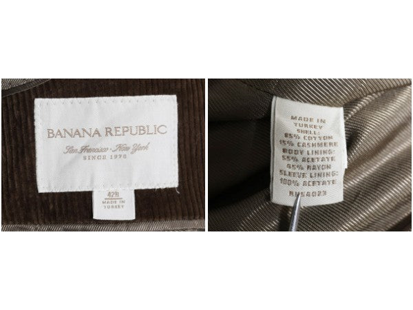 デッドストック バナナリパブリック 太畝 コーデュロイ テーラード ジャケット メンズ L 程 コットン カシミヤ ブレザー シンプル トラッド