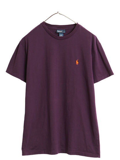 00s ポロ ラルフローレン 半袖 Tシャツ メンズ S 古着 オールド コットン シングルステッチ ワンポイント カットソー シンプル トップス 紫