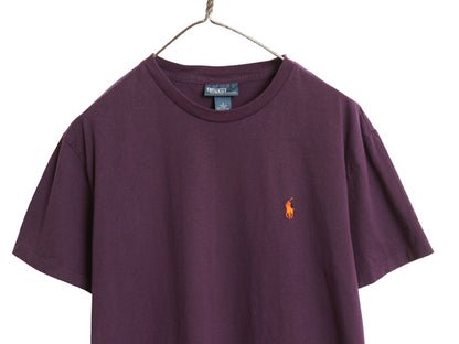 00s ポロ ラルフローレン 半袖 Tシャツ メンズ S 古着 オールド コットン シングルステッチ ワンポイント カットソー シンプル トップス 紫
