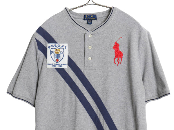 ビッグポニー ポロ ラルフローレン ヘンリーネック 鹿の子 半袖 Tシャツ ボーイズ XL メンズ S 程/ ポロシャツ 素材 カットソー ツートン