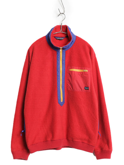 80s USA製 ★ パタゴニア ハーフジップ フリース ジャケット メンズ M / ヴィンテージ ハイネック プルオーバー アウトドア ジャンパー 赤 