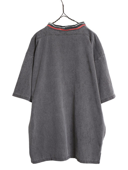 80s USA製 ☆ クイックシルバー モックネック 半袖 Tシャツ メンズ XL 古着 ヴィンテージ 旧タグ ヘビーウェイト オールド サーフ ロゴ刺繍