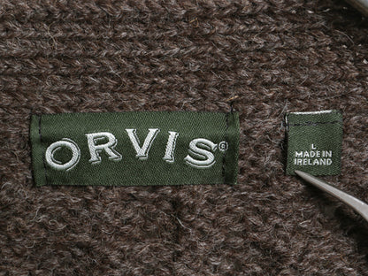 アイランド製 オービス フィッシャーマン ウール ニット カーディガン メンズ L / 古着 重ね着 前開き アラン ケーブル セーター ブラウン