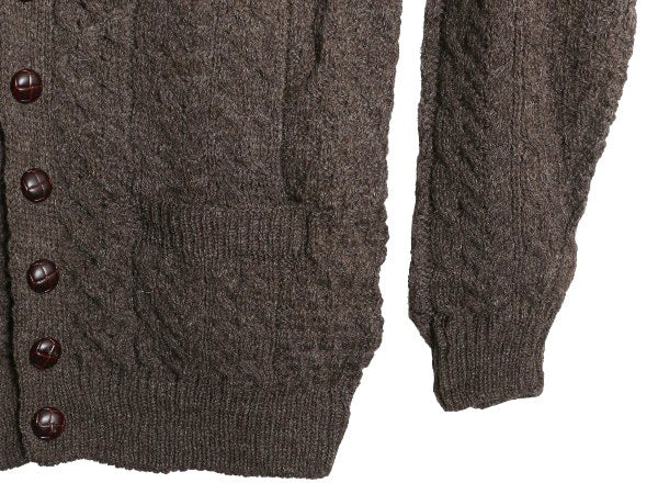 アイランド製 オービス フィッシャーマン ウール ニット カーディガン メンズ L / 古着 重ね着 前開き アラン ケーブル セーター ブラウン