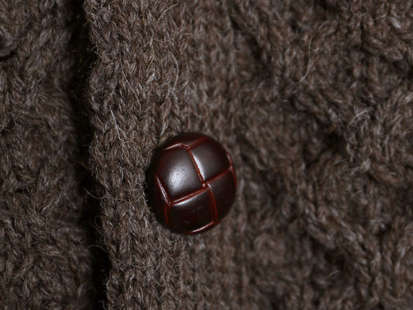 アイランド製 オービス フィッシャーマン ウール ニット カーディガン メンズ L / 古着 重ね着 前開き アラン ケーブル セーター ブラウン