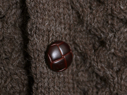 アイランド製 オービス フィッシャーマン ウール ニット カーディガン メンズ L / 古着 重ね着 前開き アラン ケーブル セーター ブラウン