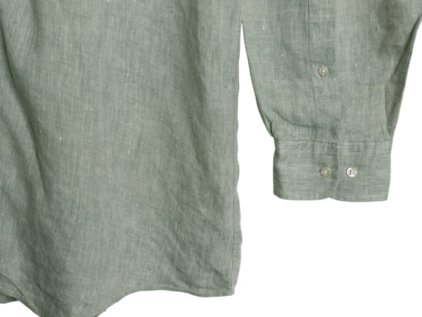 ブルックスブラザーズ 長袖 ボタンダウン シャツ メンズ XL / 100% アイリッシュ リネン 高級 長袖シャツ 大きいサイズ シンプル グリーン