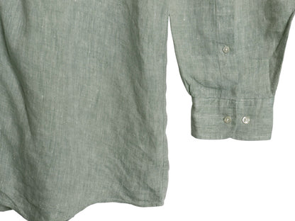 ブルックスブラザーズ 長袖 ボタンダウン シャツ メンズ XL / 100% アイリッシュ リネン 高級 長袖シャツ 大きいサイズ シンプル グリーン