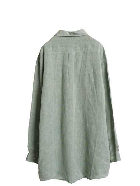 ブルックスブラザーズ 長袖 ボタンダウン シャツ メンズ XL / 100% アイリッシュ リネン 高級 長袖シャツ 大きいサイズ シンプル グリーン