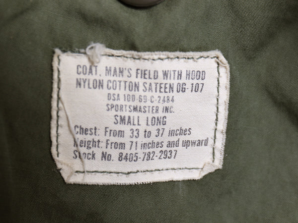 60s 米軍実物 US ARMY M-65 フィールド ジャケット SMALL LONG ヴィンテージ 69年製 ミリタリー 2nd アルミ 軍物 M65 ジャンパー ブルゾン