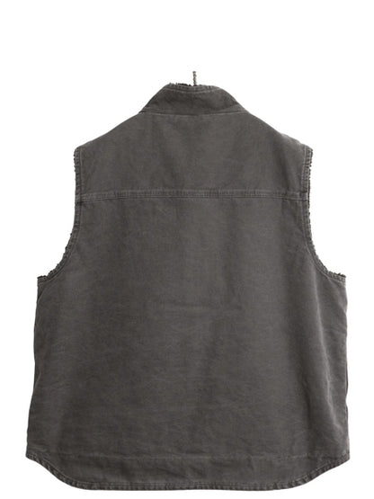 US企画 カーハート モックネック ダック ベスト メンズ XL / 裏 ボア パイル フリース フルジップ ワーク 重ね着 前開き 大きいサイズ 濃灰