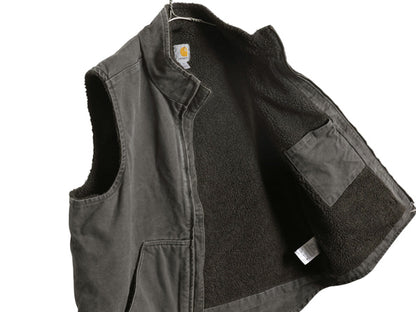US企画 カーハート モックネック ダック ベスト メンズ XL / 裏 ボア パイル フリース フルジップ ワーク 重ね着 前開き 大きいサイズ 濃灰