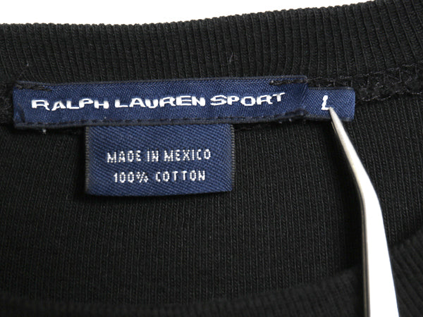 ラルフローレン 長袖 Tシャツ レディース L / ポロ スポーツ ロンT コットン ストレッチ リブ編み カットソー ロングスリーブ きれいめ 黒