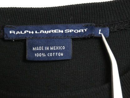 ラルフローレン 長袖 Tシャツ レディース L / ポロ スポーツ ロンT コットン ストレッチ リブ編み カットソー ロングスリーブ きれいめ 黒