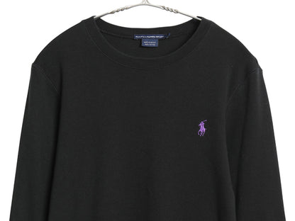 ラルフローレン 長袖 Tシャツ レディース L / ポロ スポーツ ロンT コットン ストレッチ リブ編み カットソー ロングスリーブ きれいめ 黒