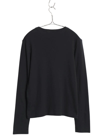 ラルフローレン 長袖 Tシャツ レディース L / ポロ スポーツ ロンT コットン ストレッチ リブ編み カットソー ロングスリーブ きれいめ 黒