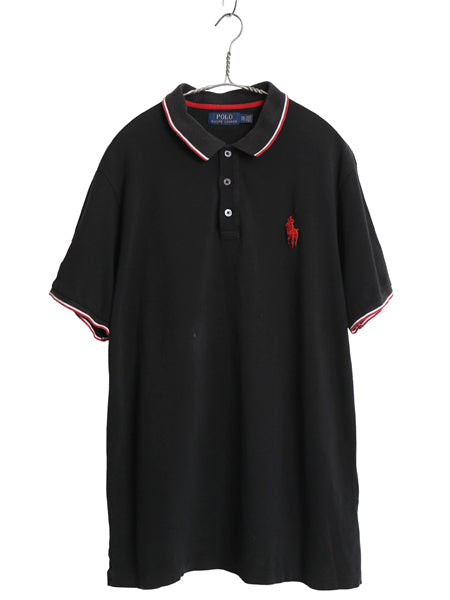 ミドルポニー ポロ ラルフローレン 鹿の子 半袖 ポロシャツ メンズ XXL 半袖シャツ コットン ナンバリング シンプル 大きいサイズ ブラック