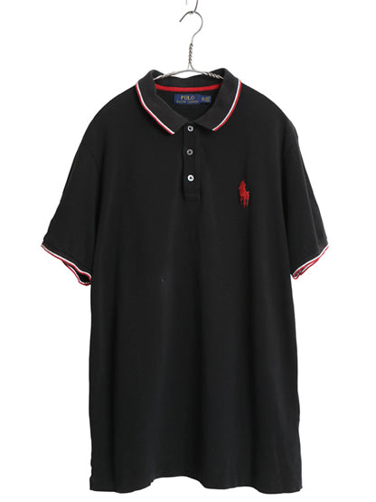 ミドルポニー ポロ ラルフローレン 鹿の子 半袖 ポロシャツ メンズ XXL 半袖シャツ コットン ナンバリング シンプル 大きいサイズ ブラック