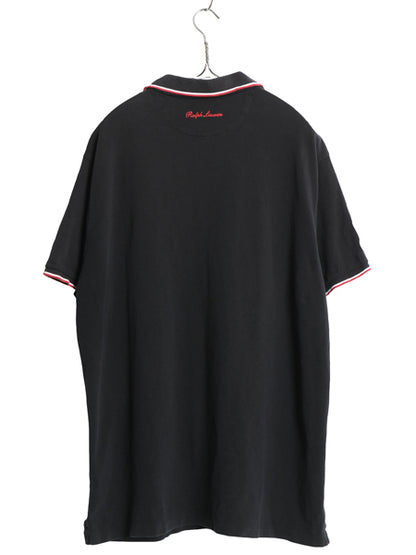 ミドルポニー ポロ ラルフローレン 鹿の子 半袖 ポロシャツ メンズ XXL 半袖シャツ コットン ナンバリング シンプル 大きいサイズ ブラック